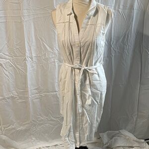 Banana Republic Linen Sleeveless Button-Down Shirt Dress